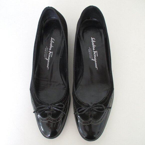 NWOB SALVATORE FERRAGAMO new suede and patent leather spectator flats 10B - Picture 3 of 8